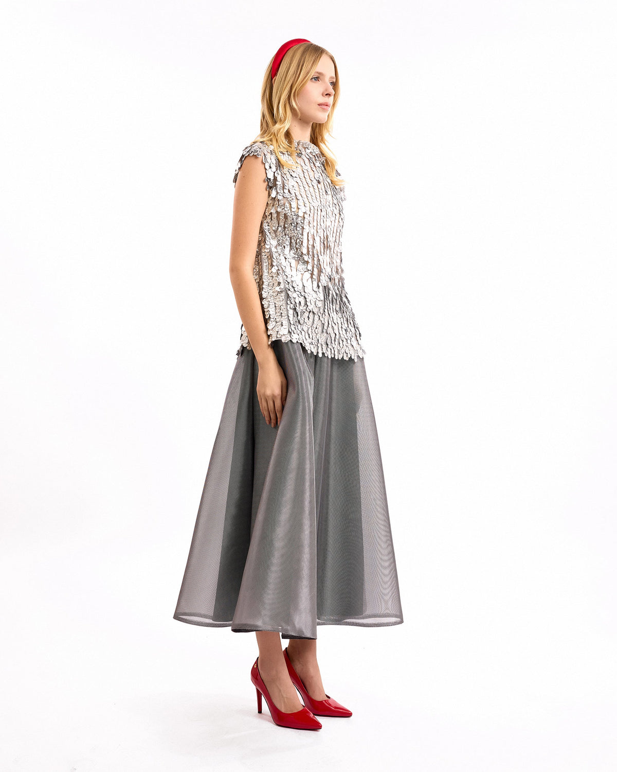 Sequined Top with Midi Skirt
