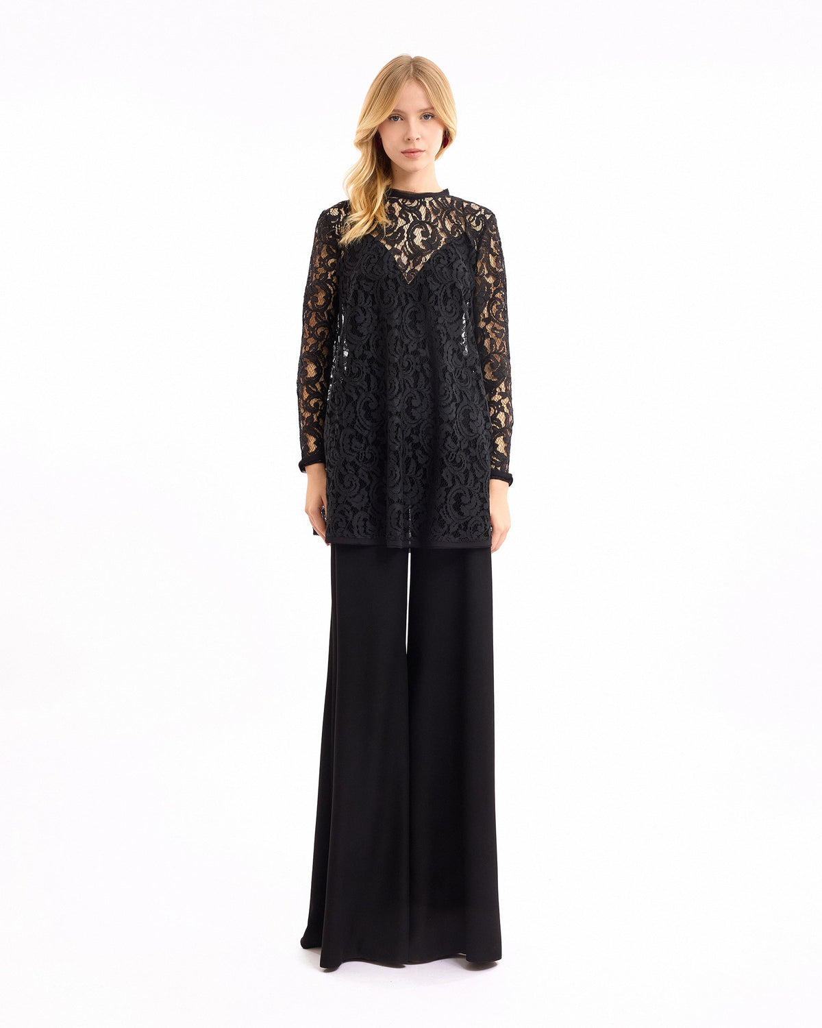 Sheer Lace Tunic Set