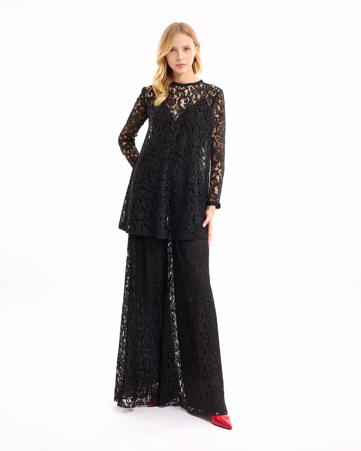 Sheer Lace Tunic Set