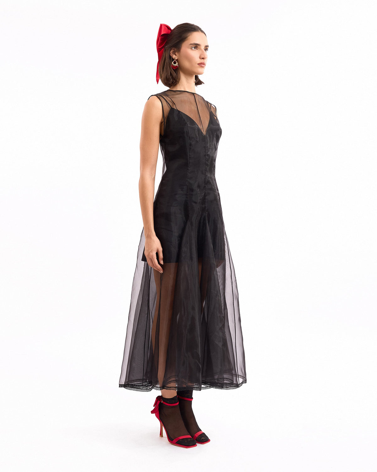 Sheer Organza Midi Dress