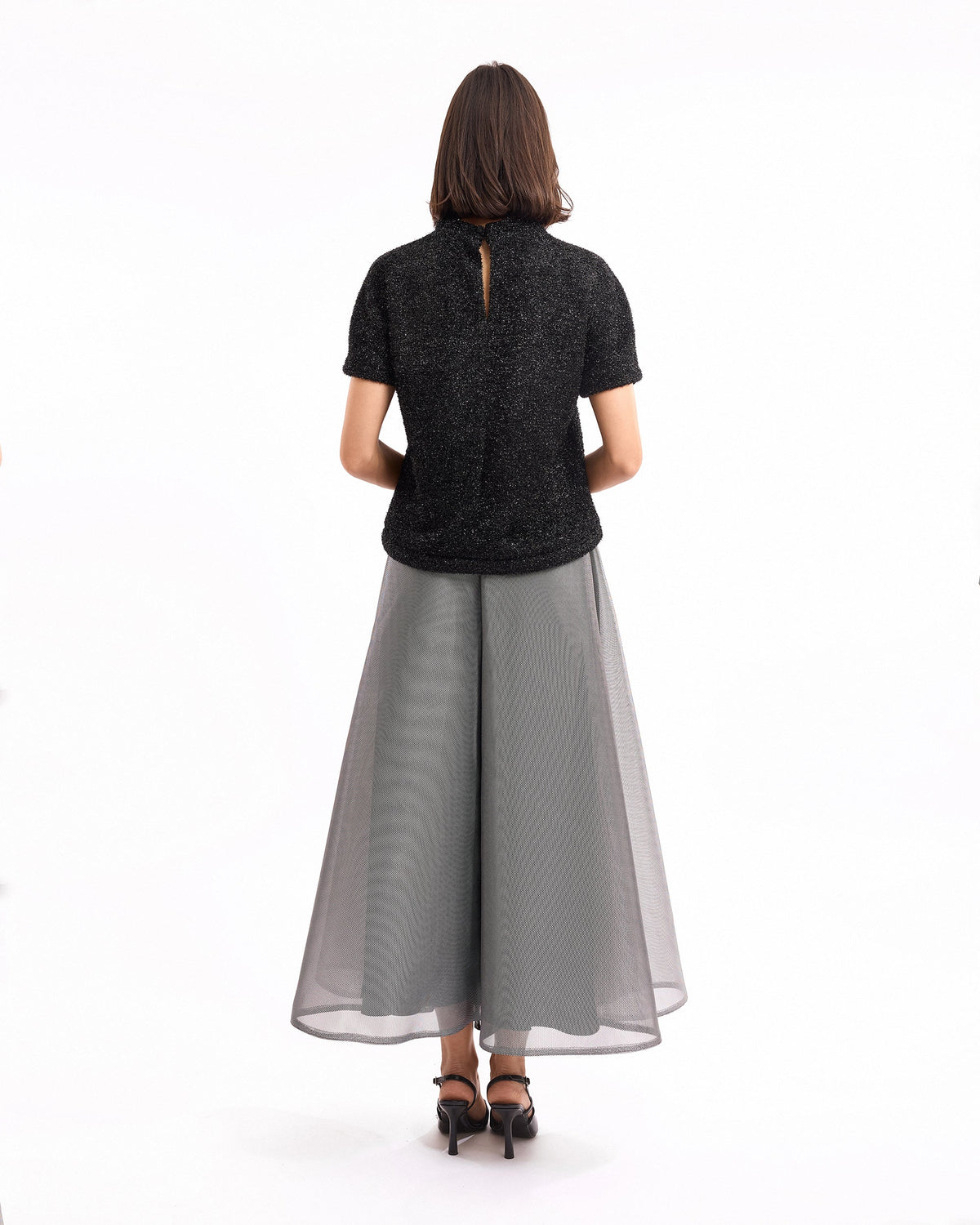 Textured Top with Metallic Skirt