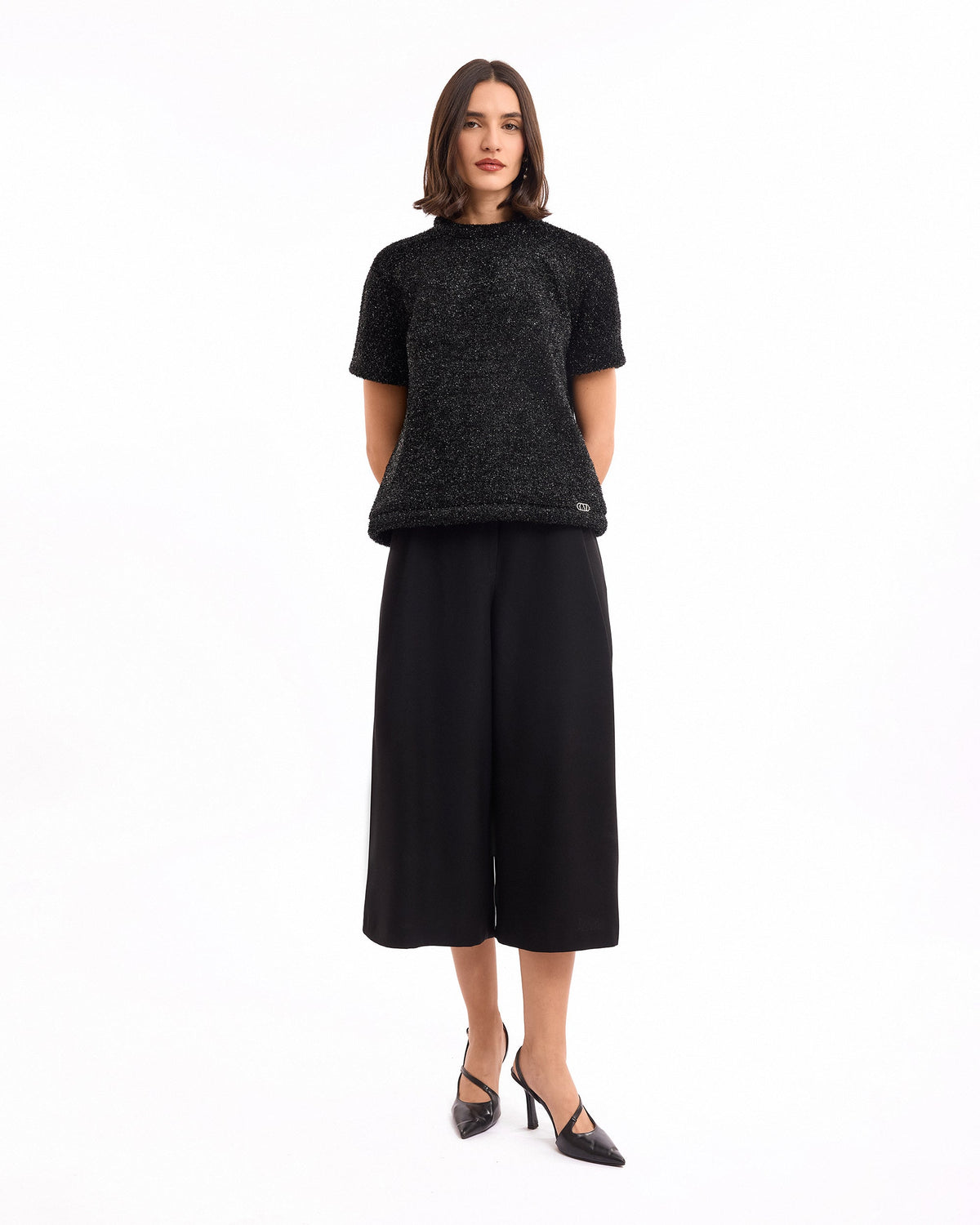 Textured Top with Cropped Trousers