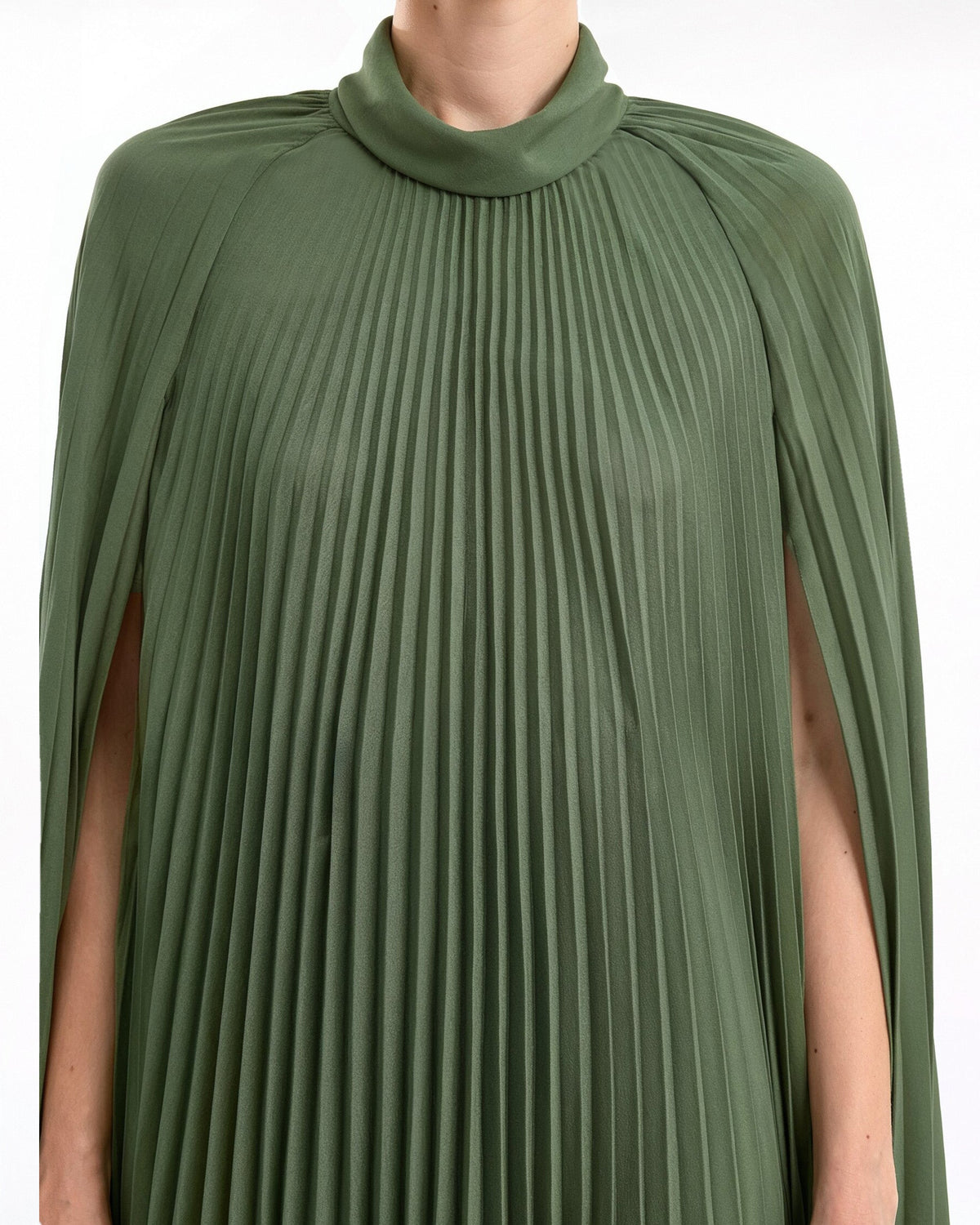 Pleated Kaftan with Cape Sleeves