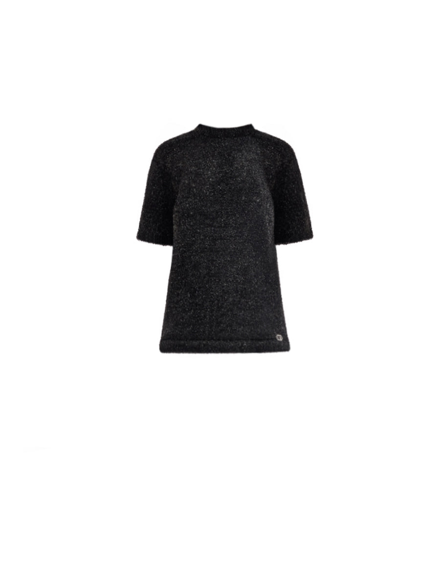 Textured Top with Metallic Skirt
