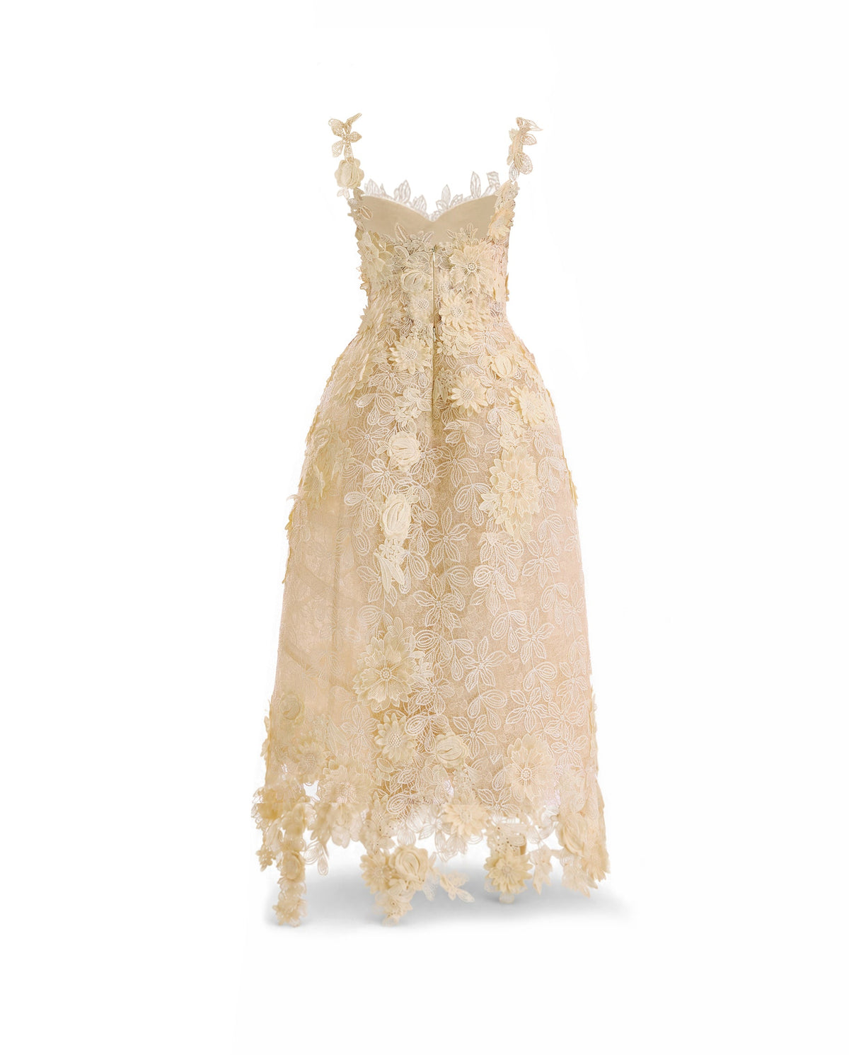 3D Floral Cage Midi Dress