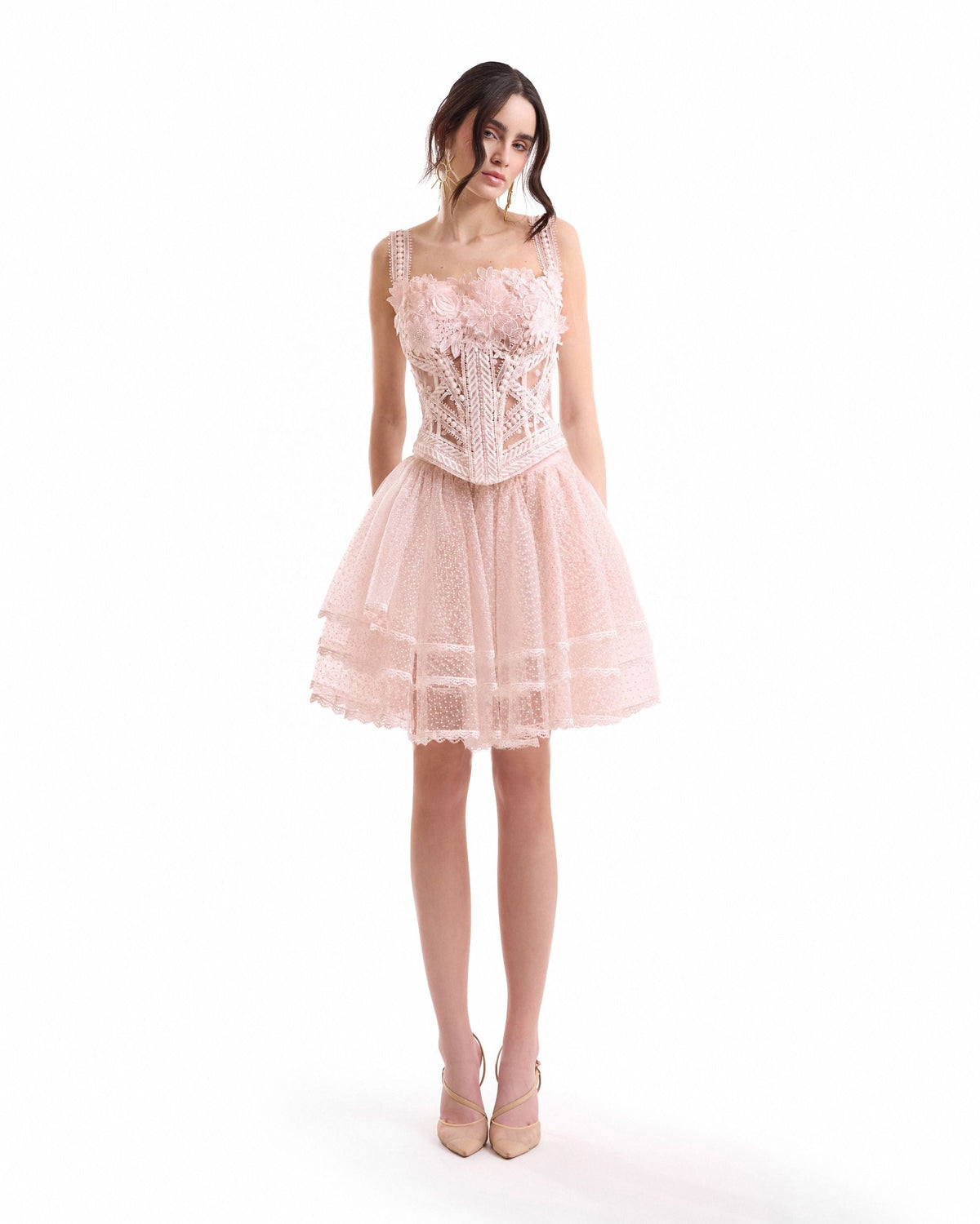 3D Floral Tulle Corset Set