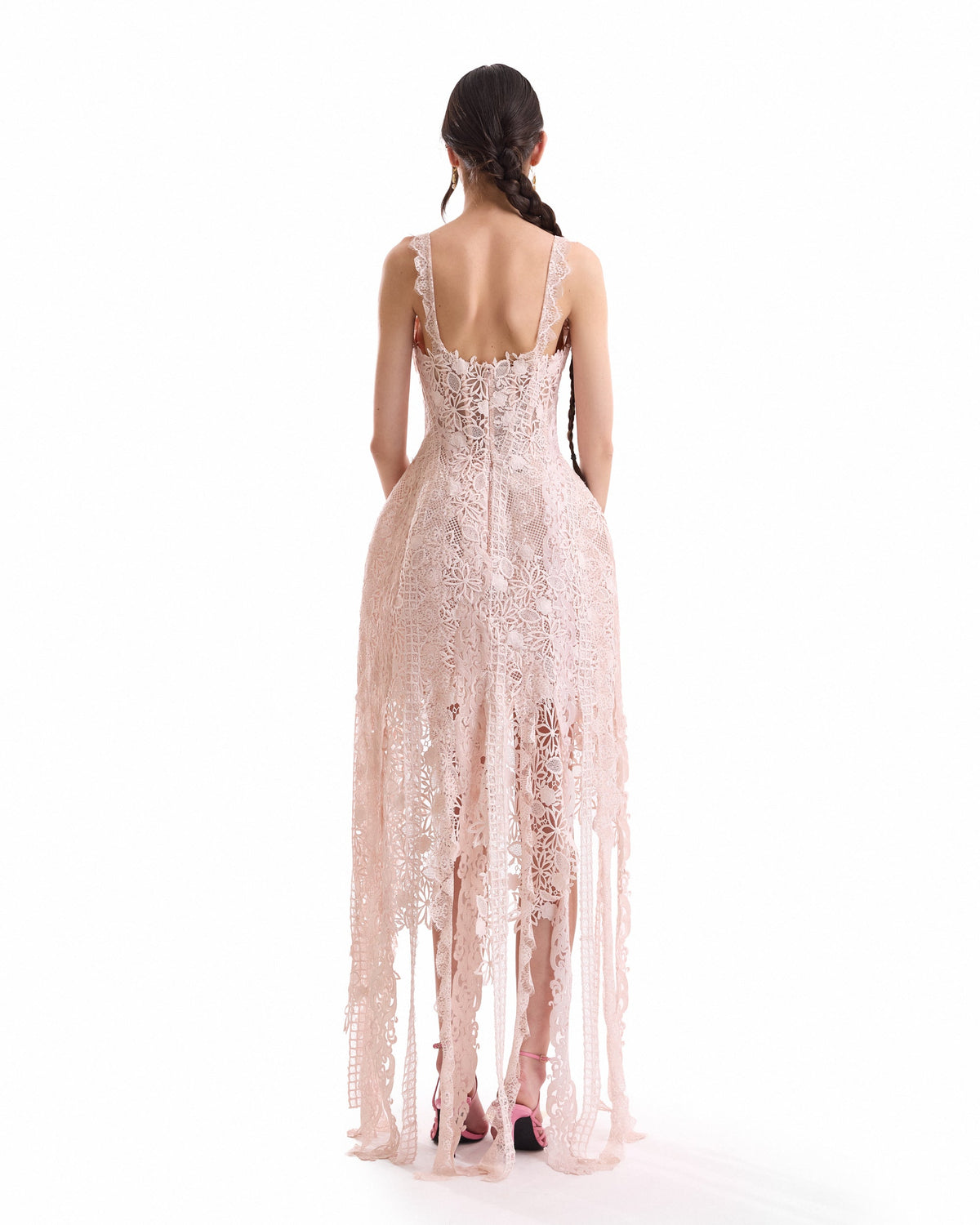 Floral Guipure Cage Midi Dress