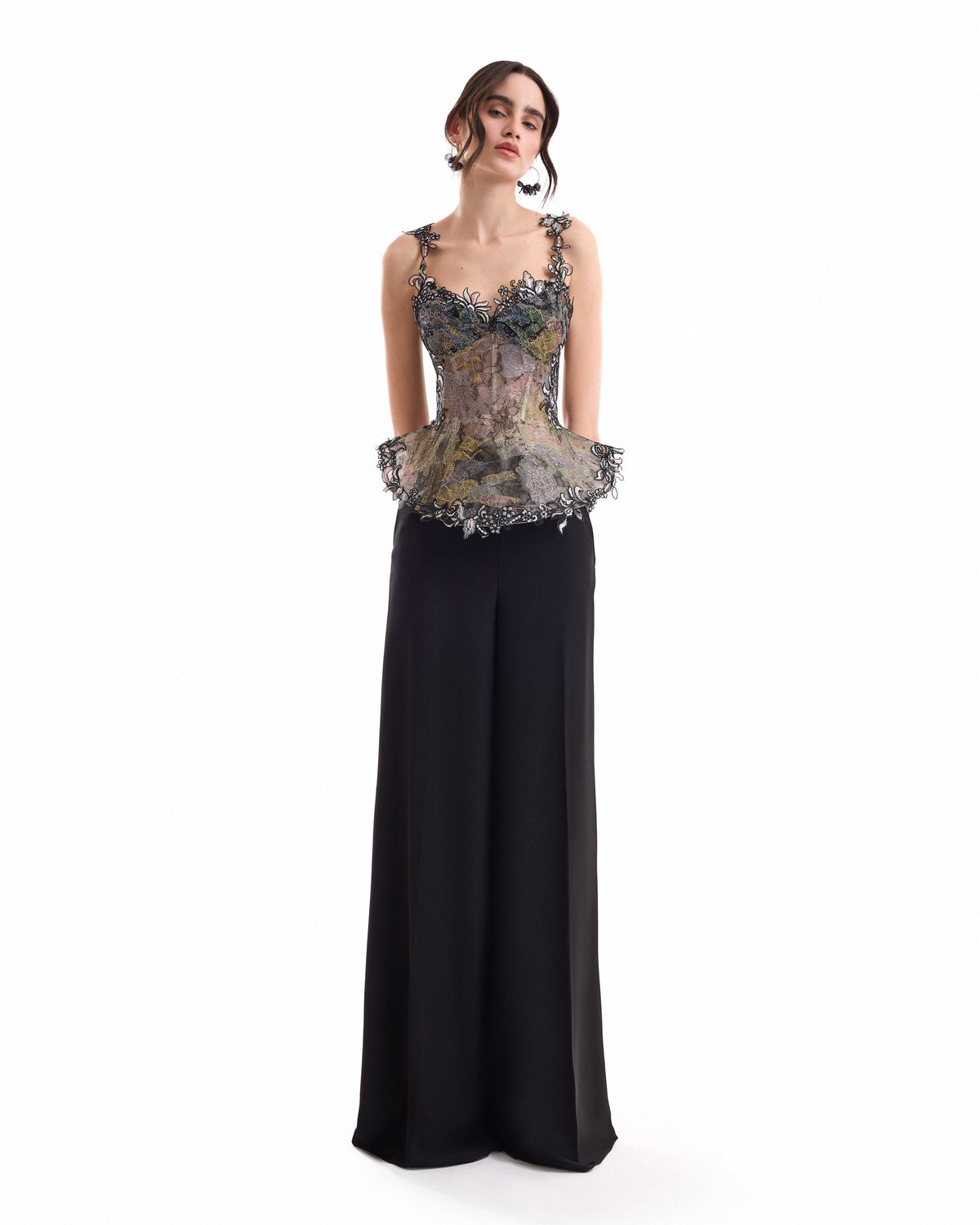 Embroidered Peplum Corset Set