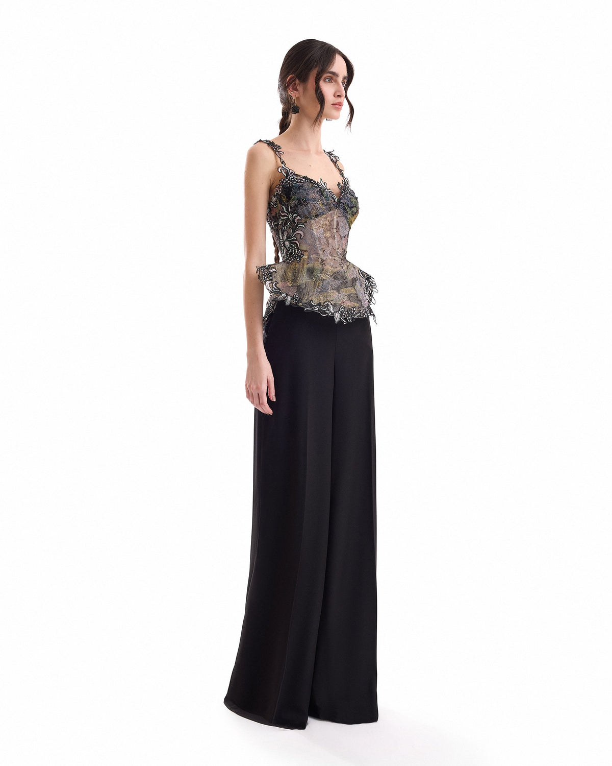 Embroidered Peplum Corset Set