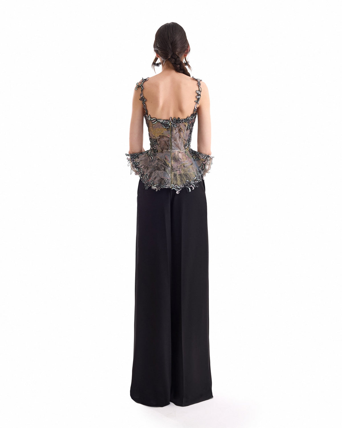 Embroidered Peplum Corset Set