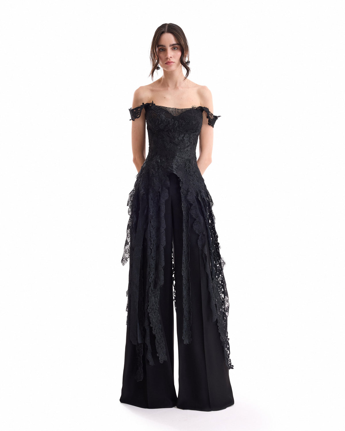 Off-Shoulder Embroidered Corset Set