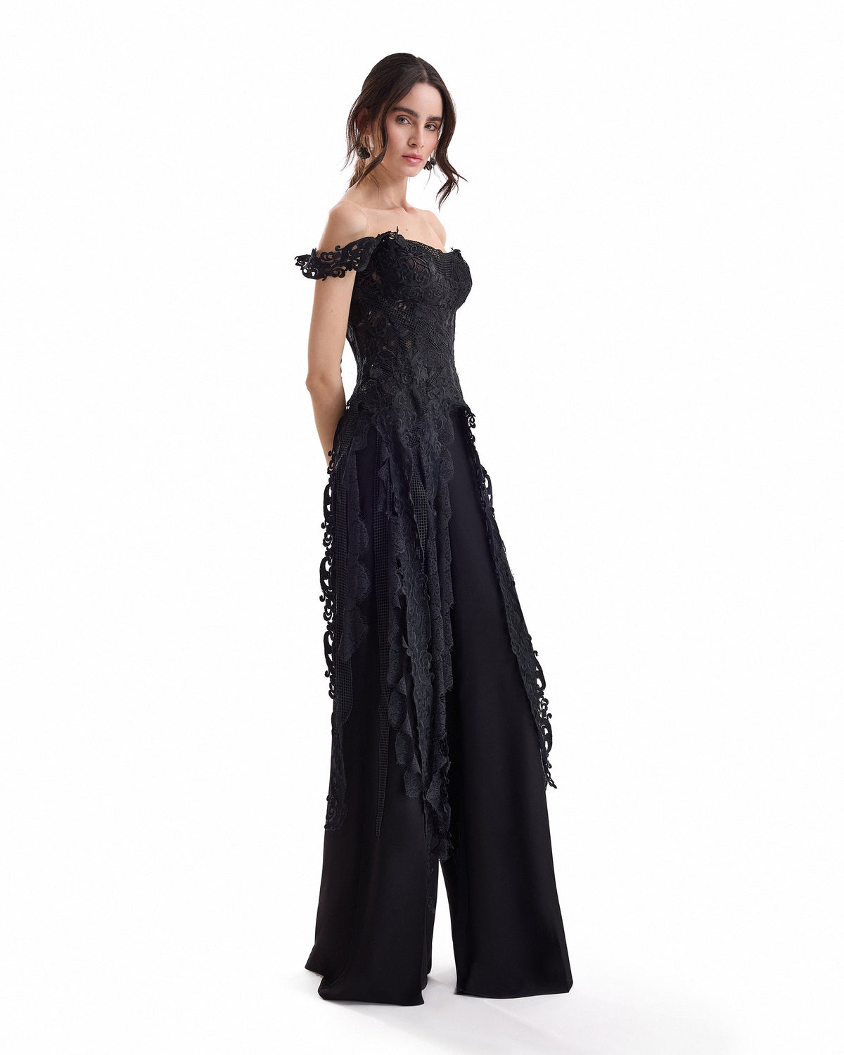 Off-Shoulder Embroidered Corset Set