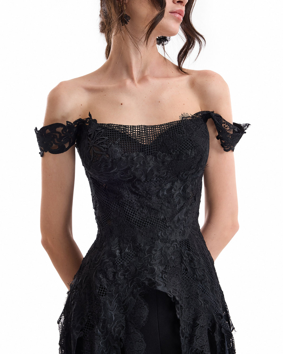 Off-Shoulder Embroidered Corset Set