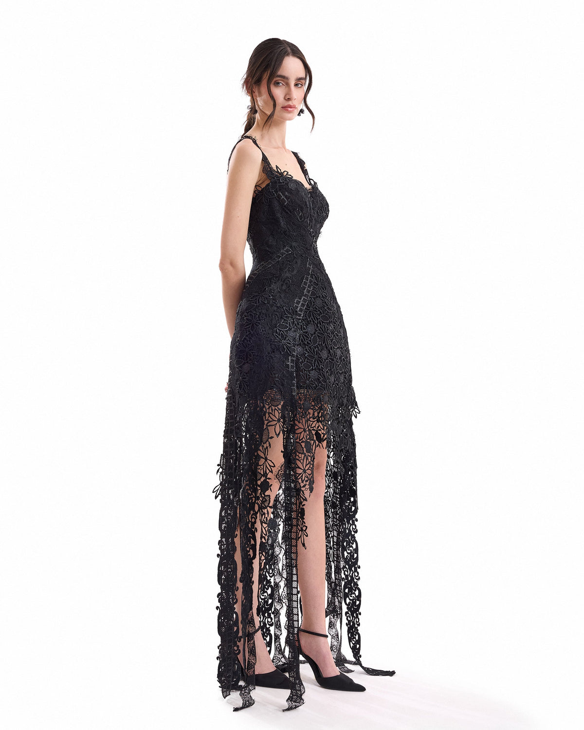 Floral Guipure Embroidered Midi Dress