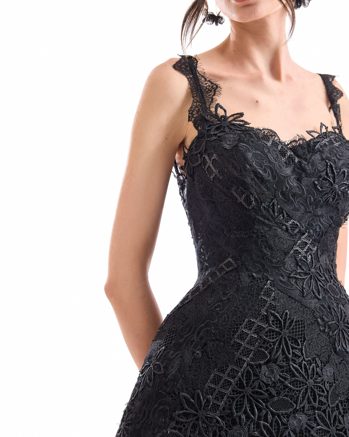 Floral Guipure Embroidered Midi Dress