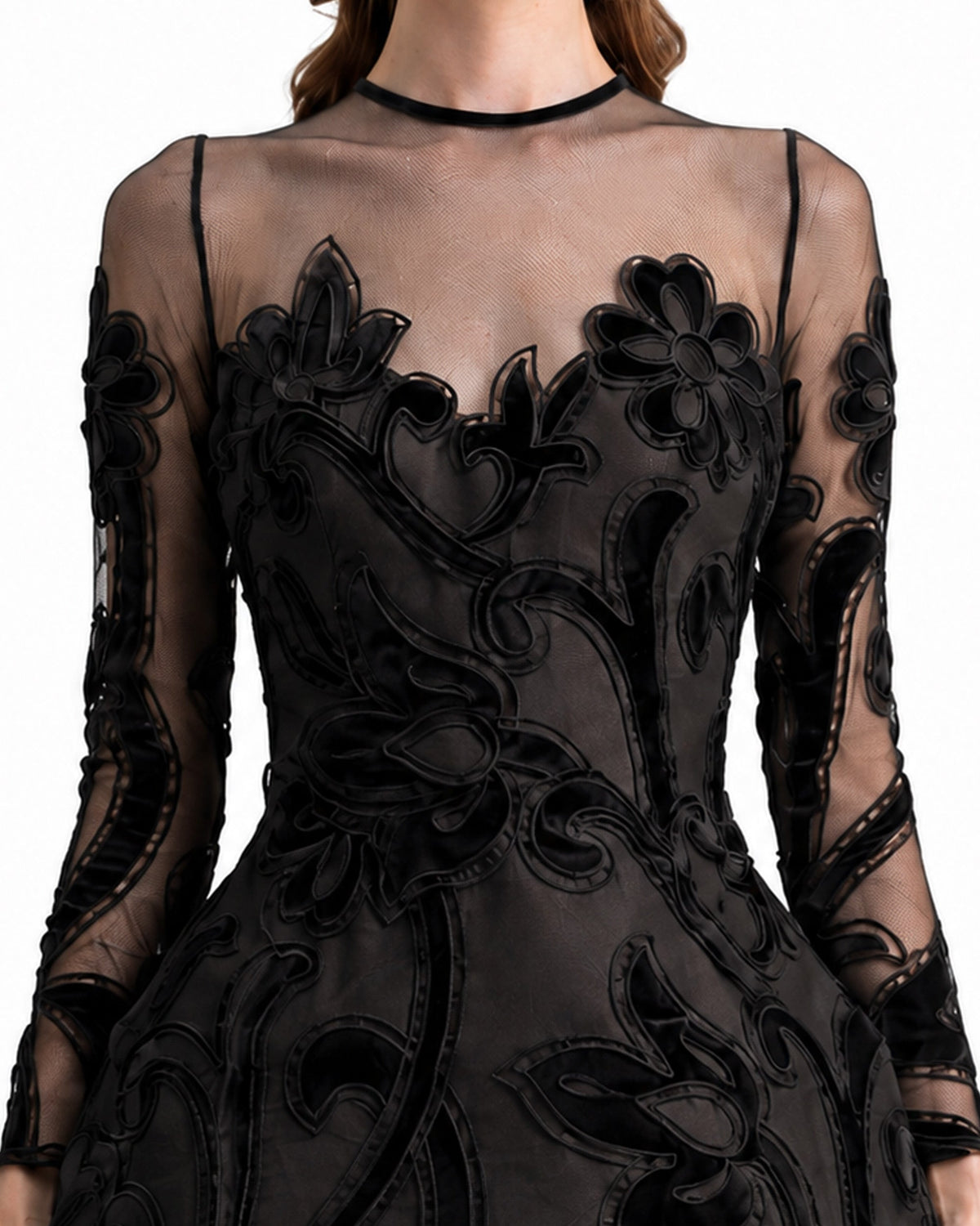 Embroidered Velvet Cage Dress