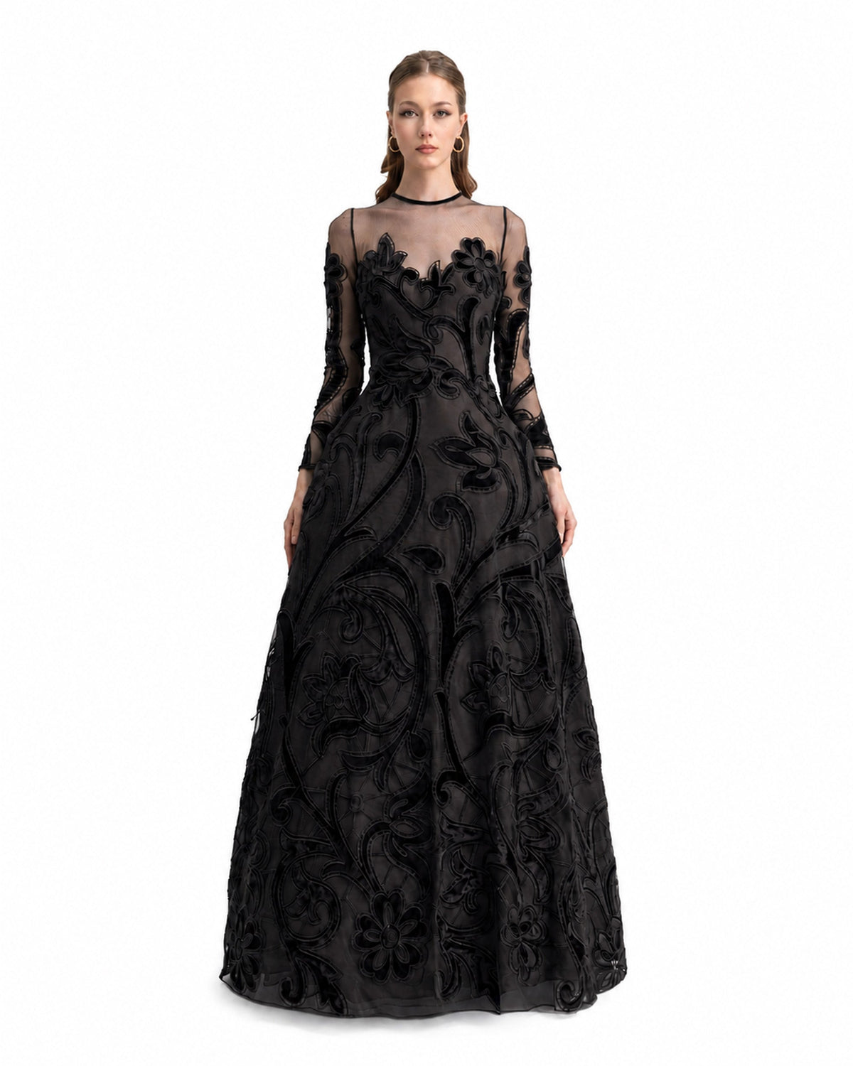 Embroidered Velvet Cage Dress