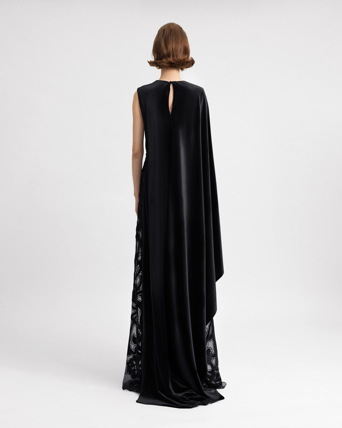 Asymmetrical Velvet Embroidered Dress