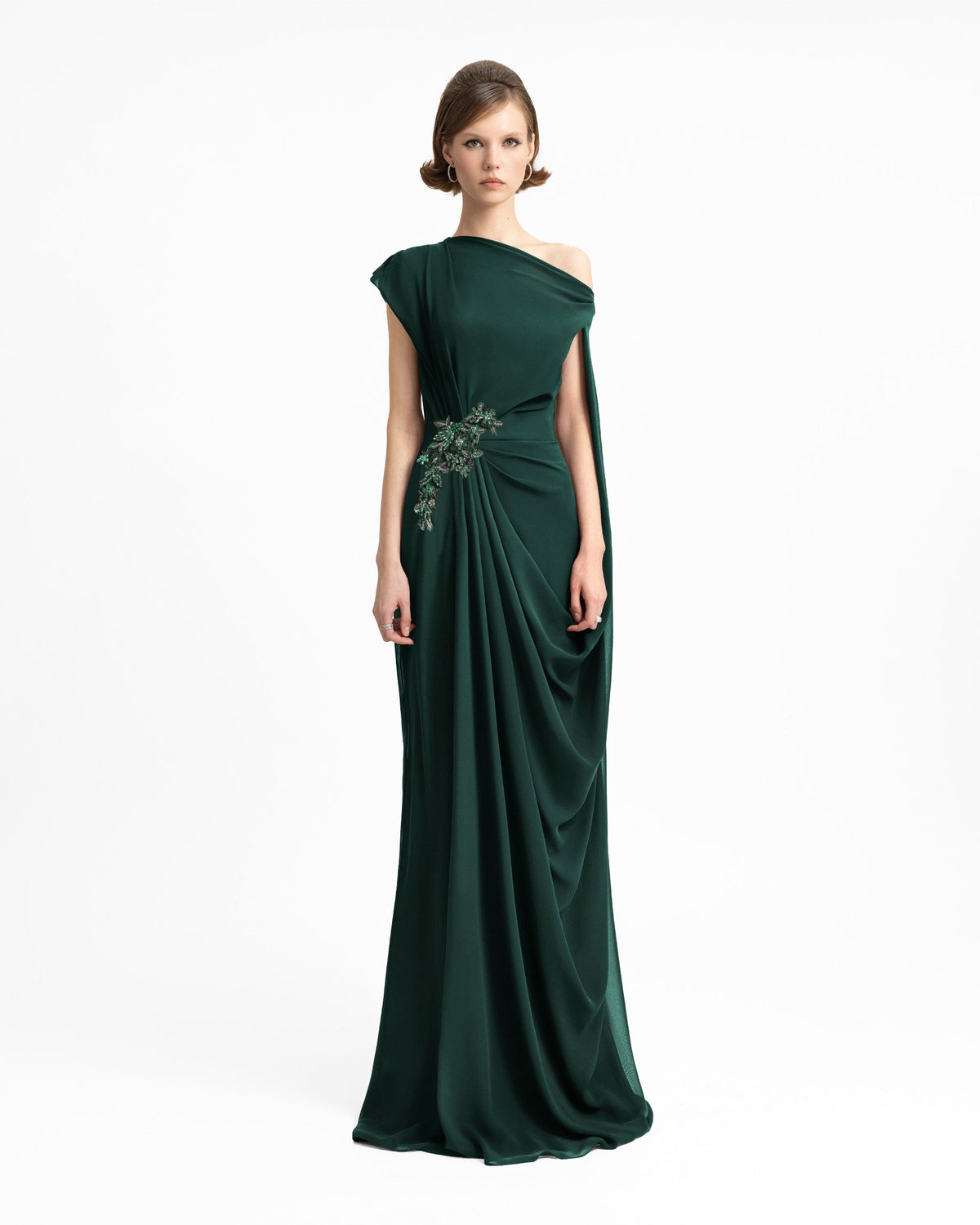 Draped Dress with Cape Sleeve