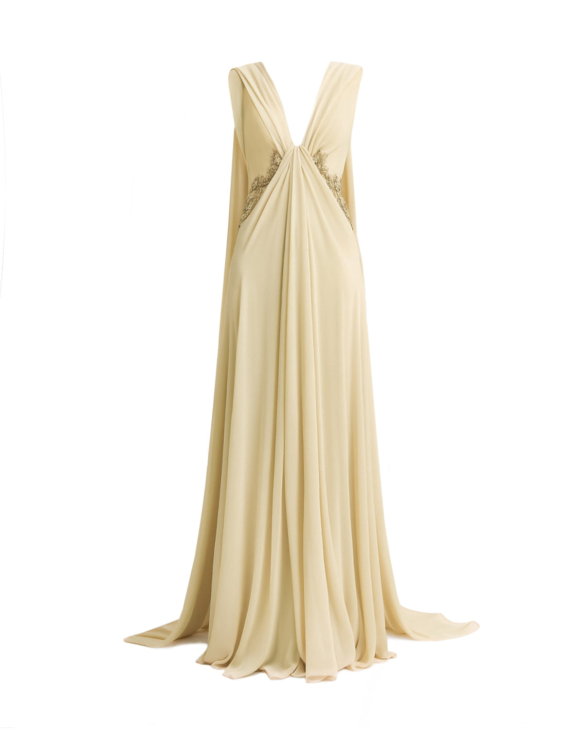 Draped V-Neck Beaded Dress