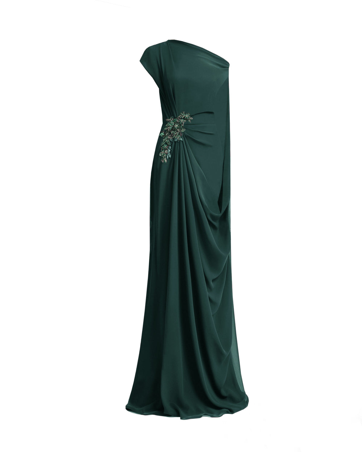 Draped Dress with Cape Sleeve