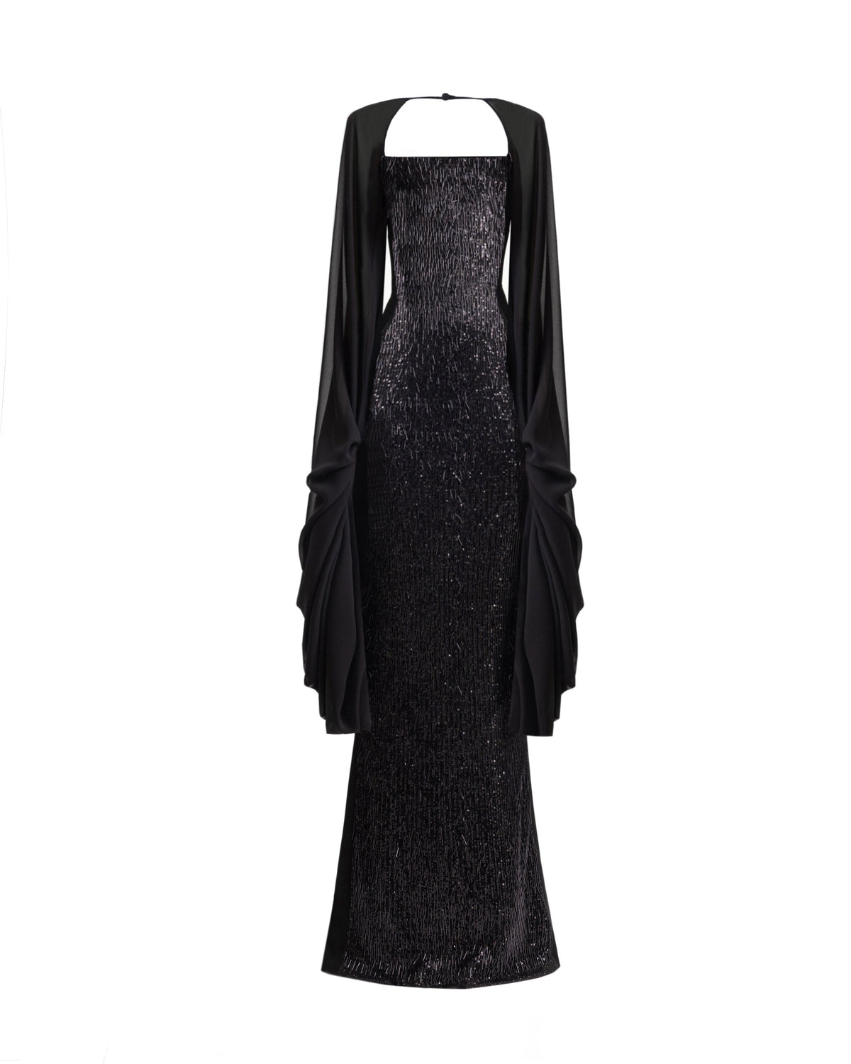 Beaded Dress with Puffed Sleeves