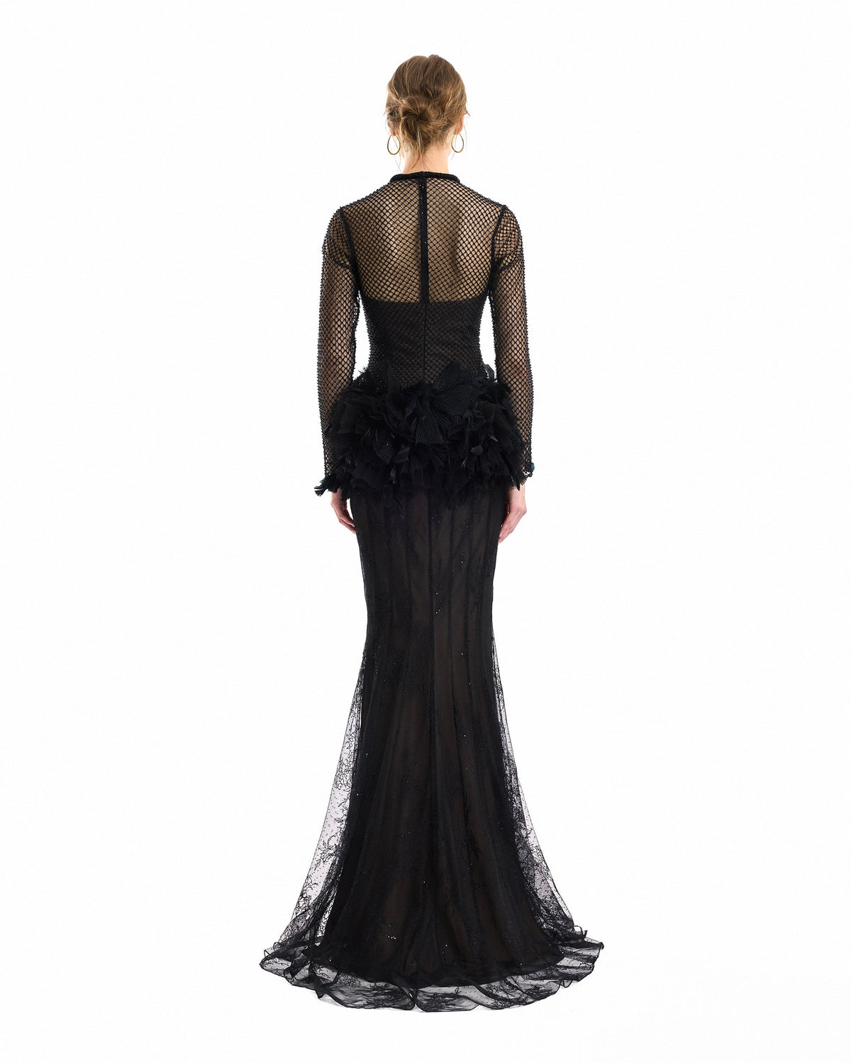 Feathered Hip Lace Dress