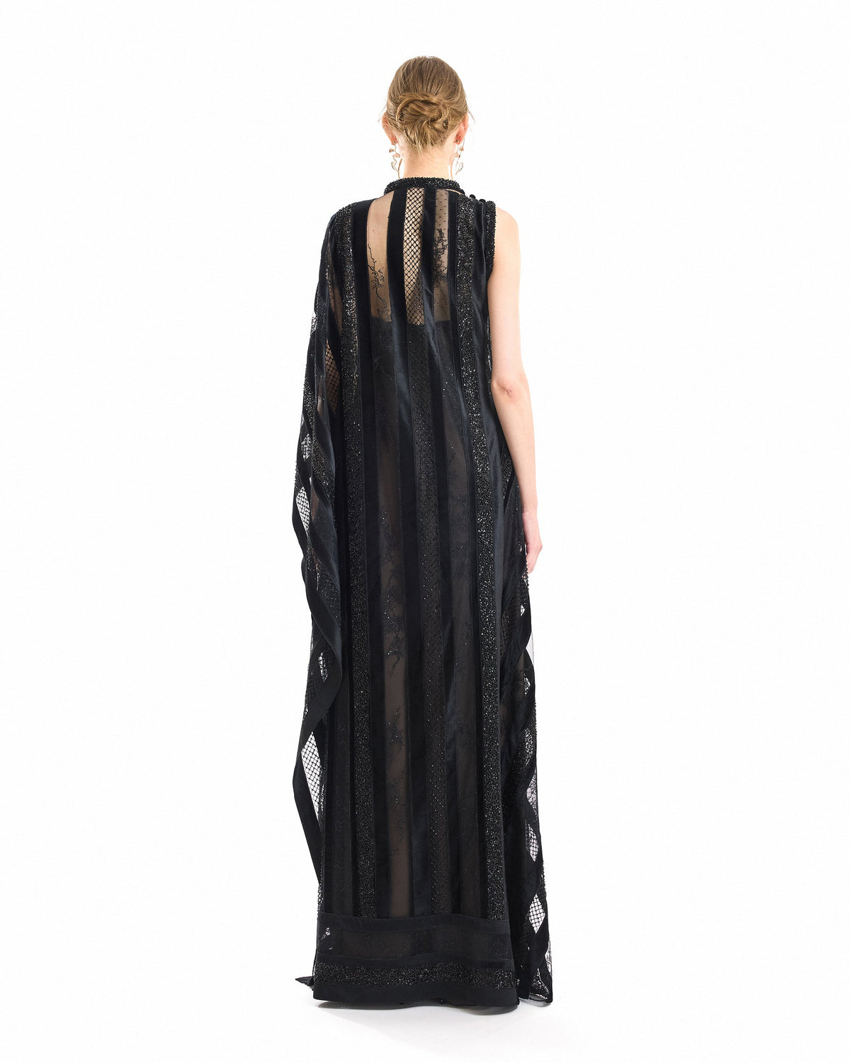 Asymmetrical One-Sleeve Beaded Dress