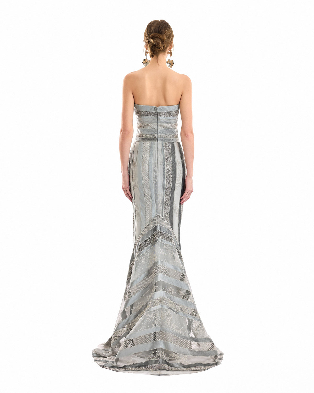 Strapless Embroidered Panel Dress