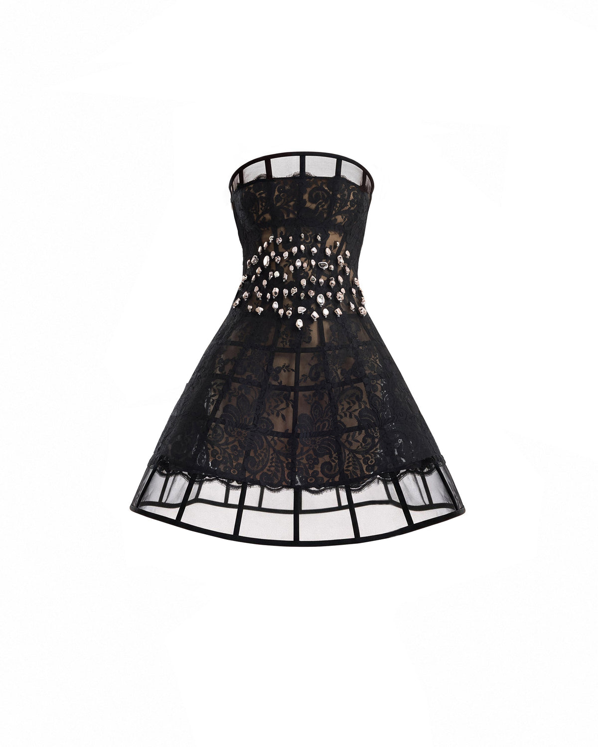 Caged Beaded Short Dress