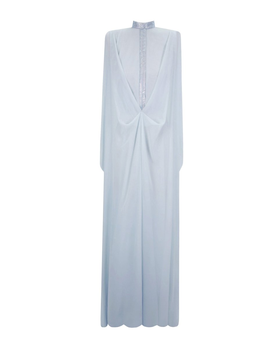 Ice Blue Loose Long Chiffon Kaftan
