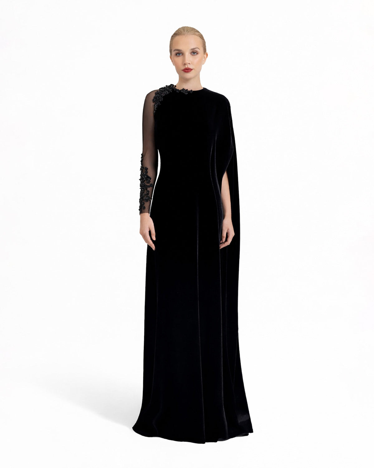 See-Through Beaded Sleeves Dress