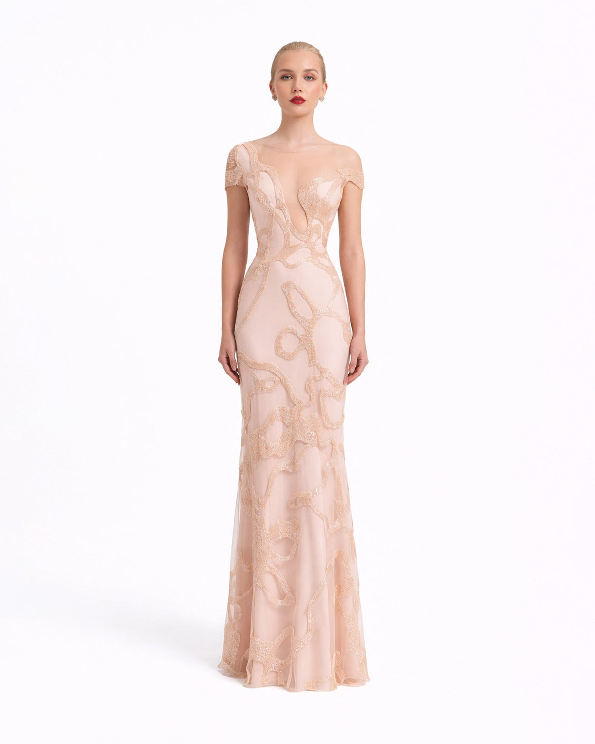 Asymmetrical Neckline Beaded Dress
