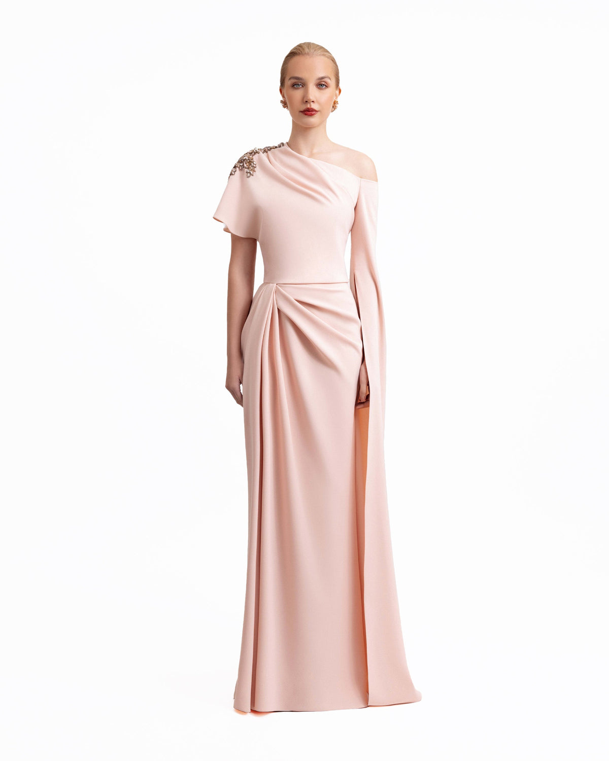 Asymmetrical Neckline Draped Dress