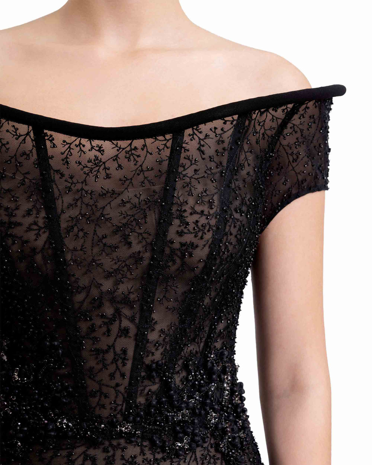 Beaded Dress with Structured Corset