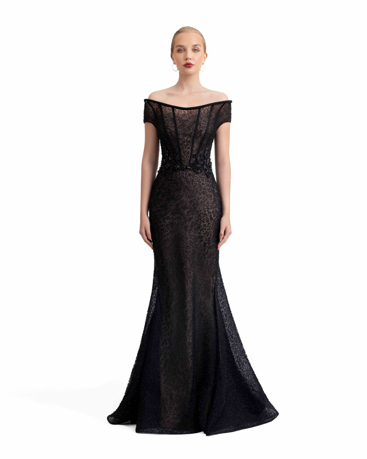Beaded Dress with Structured Corset