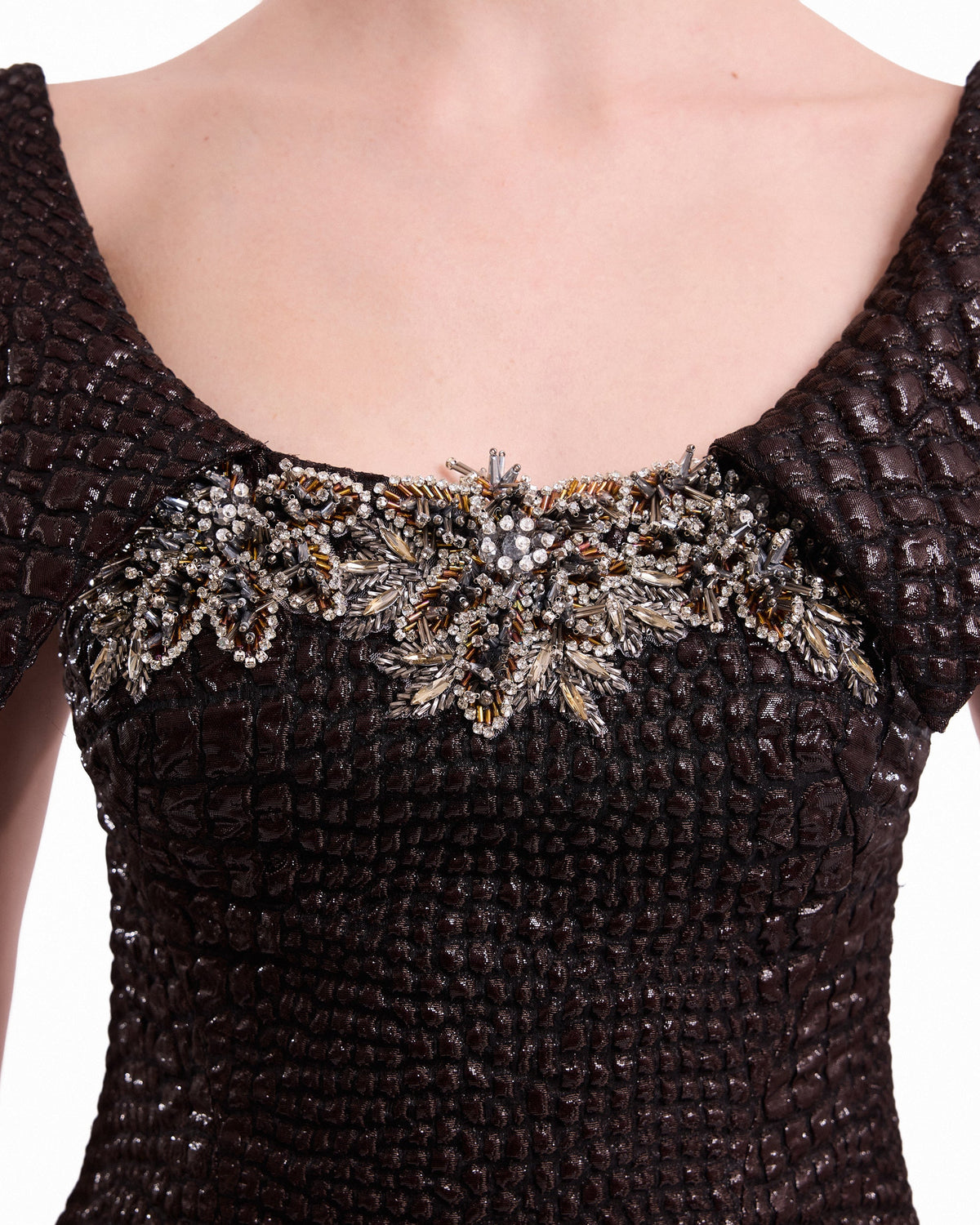 Mermaid Textured Embellished Dress