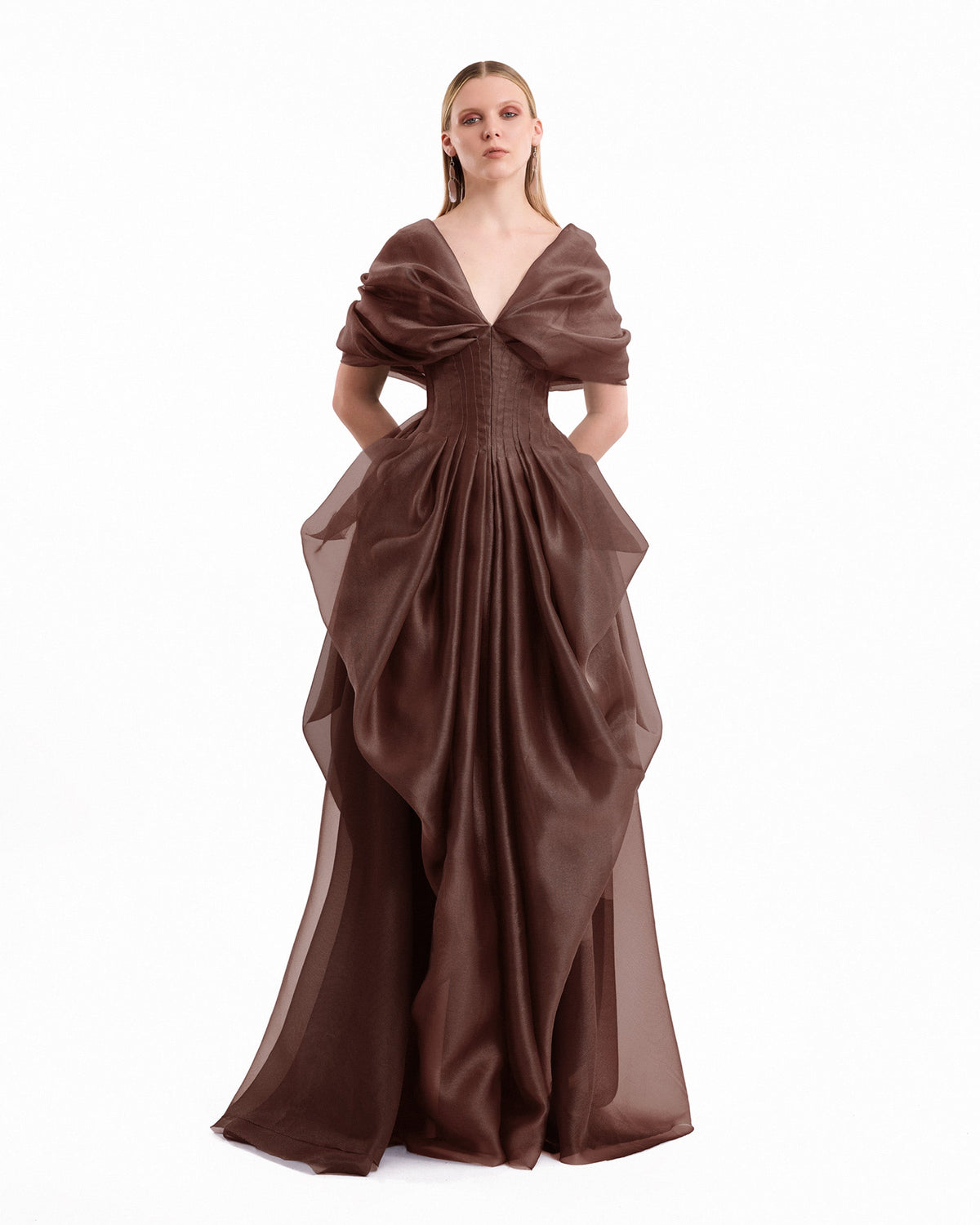 Draped V-Neck Corset Dress