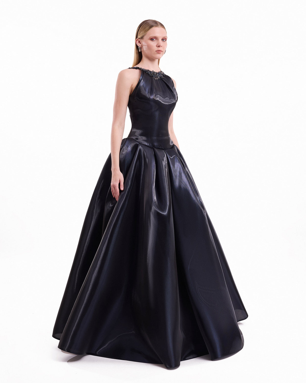 Halter Neck Embellished Dress with Wrap