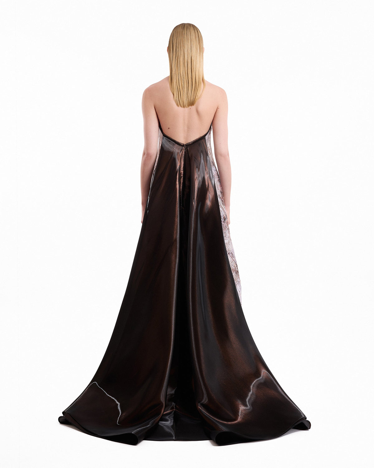 Strapless Sculpted Neck Printed Dress