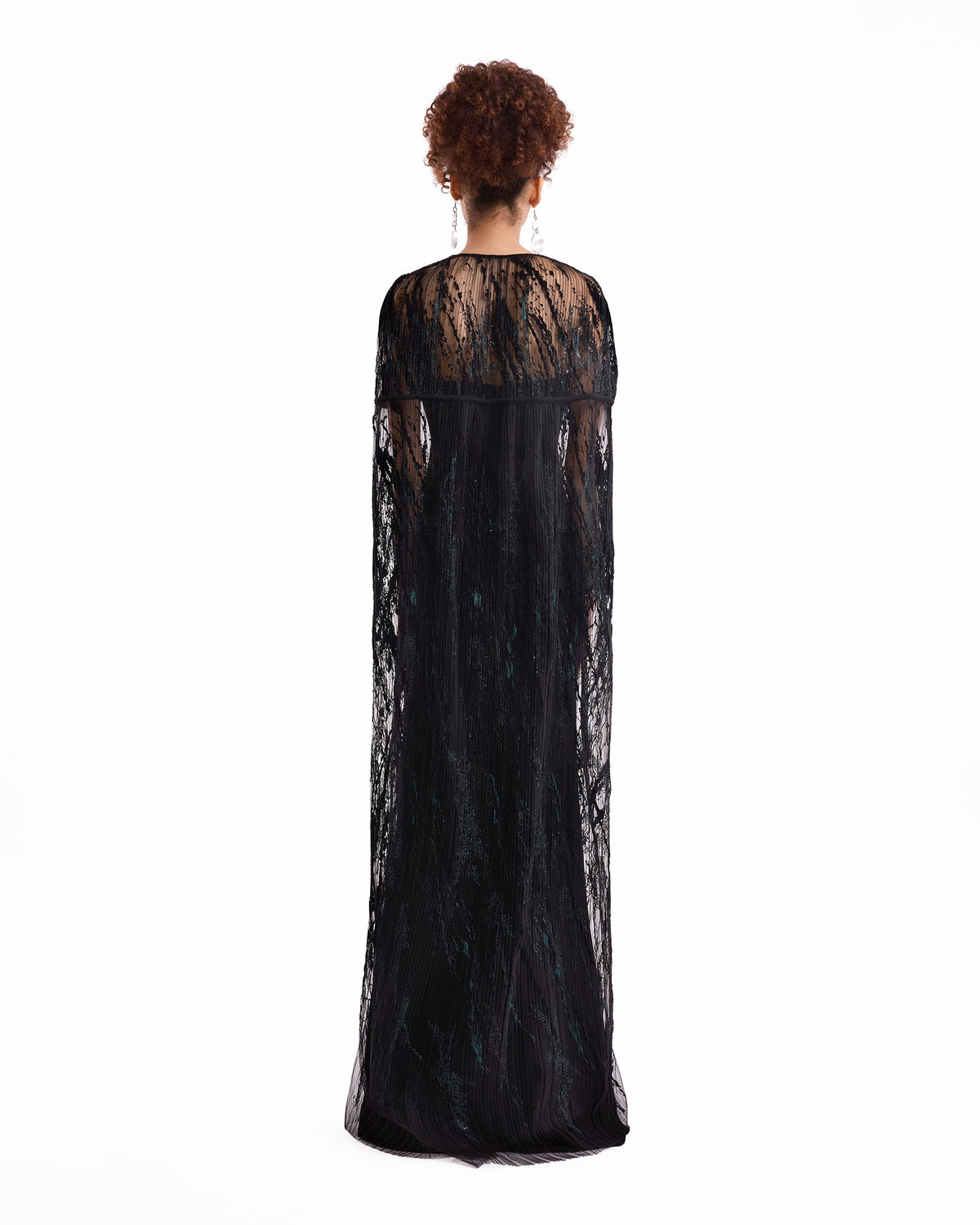 Sheer Tulle Cape Dress