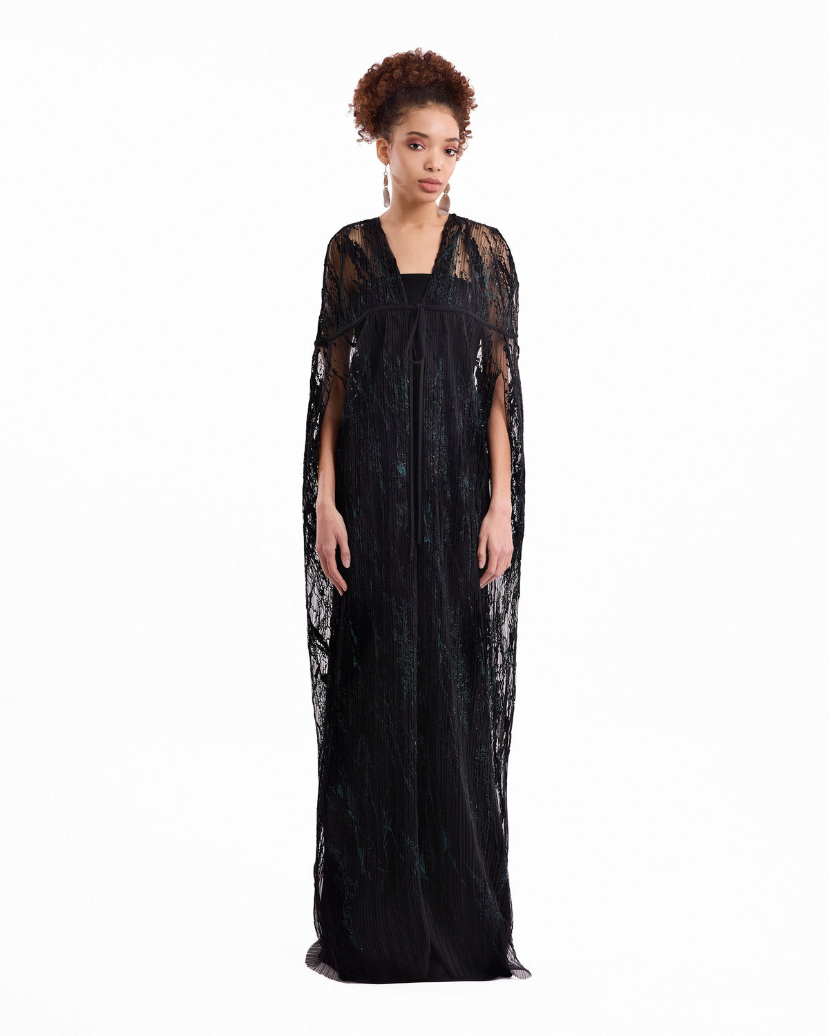 Sheer Tulle Cape Dress