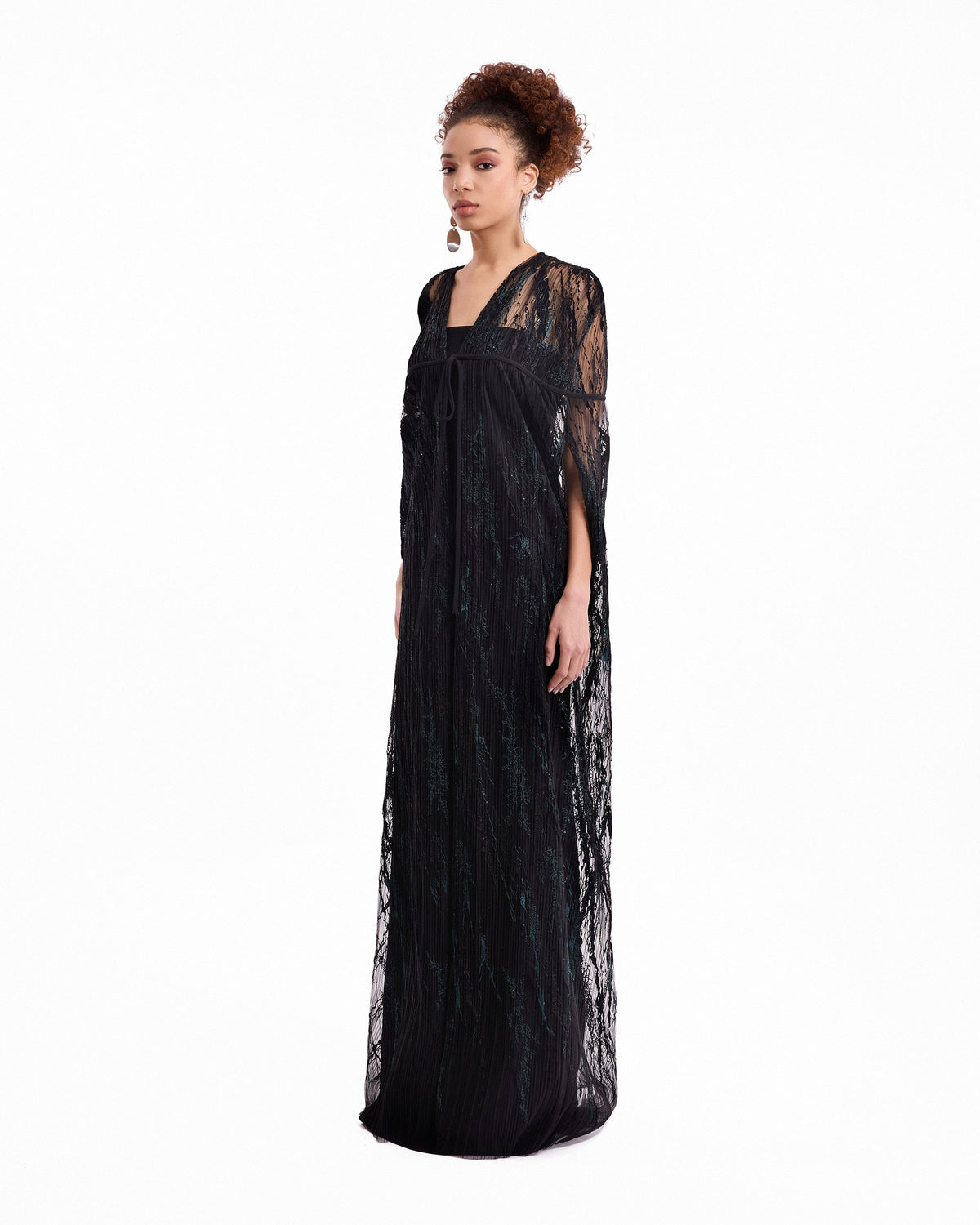 Sheer Tulle Cape Dress