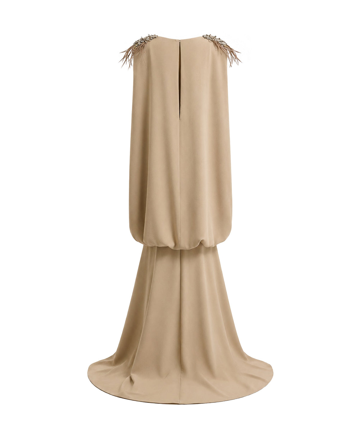 Feather Beaded Crepe Dress