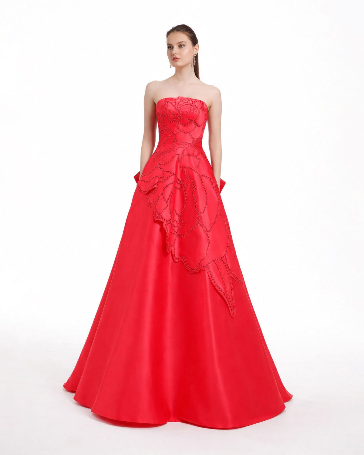 Laser Cut Strapless Dress