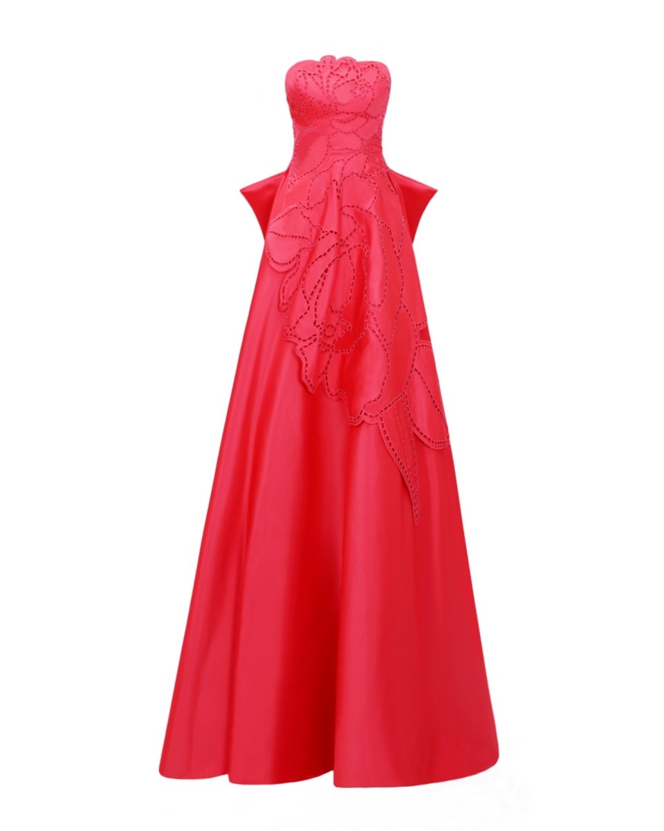 Laser Cut Strapless Dress