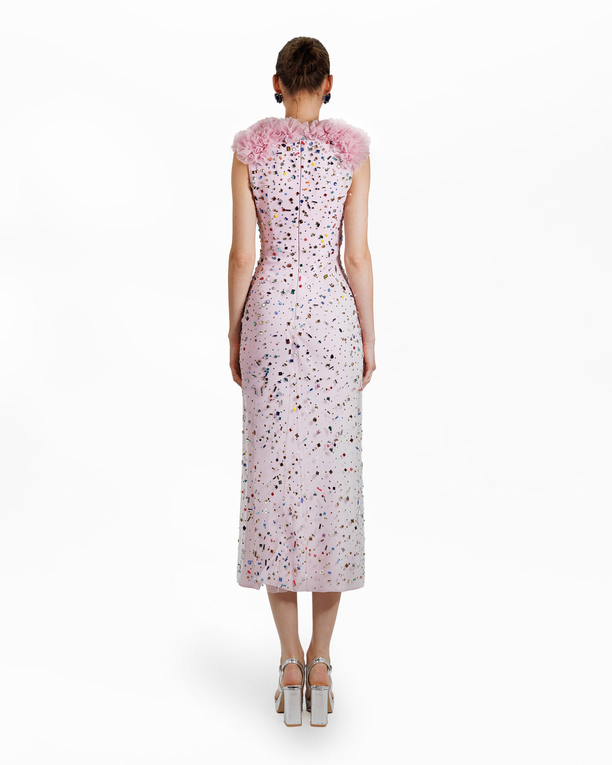 Beaded Pink Midi Dress
