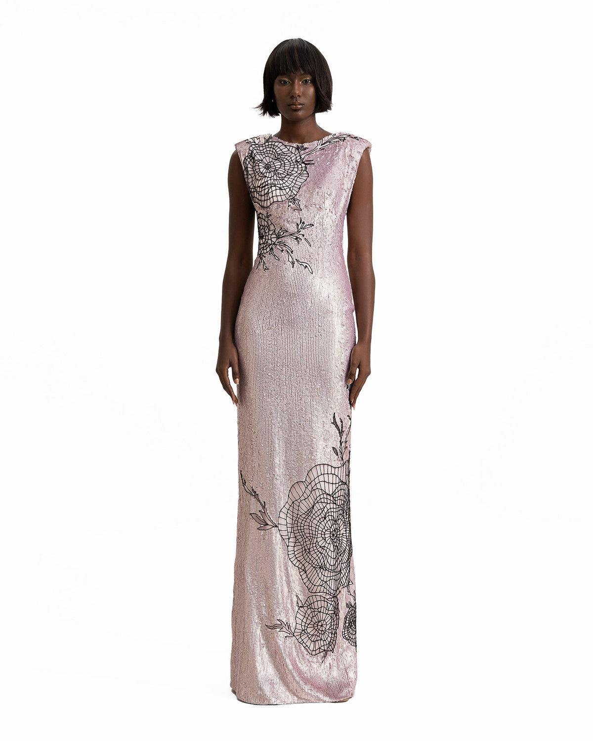 Embroidered Structured Shoulder Dress
