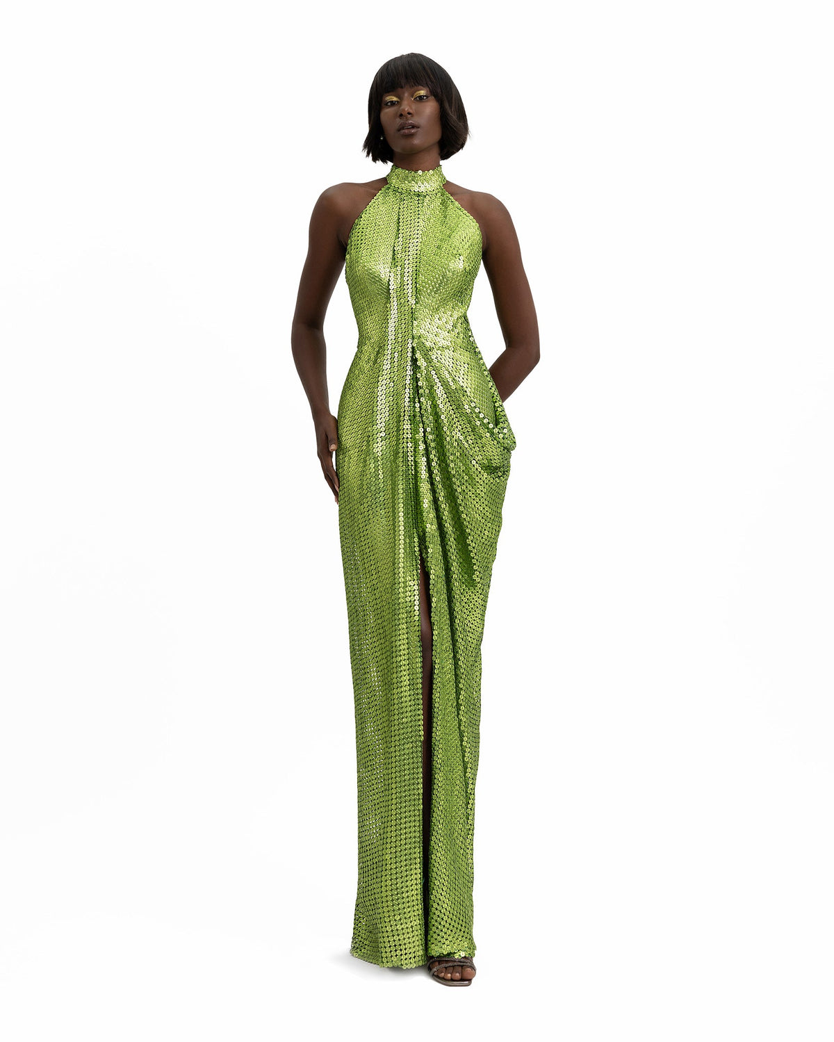 Draped Halter Neckline Dress