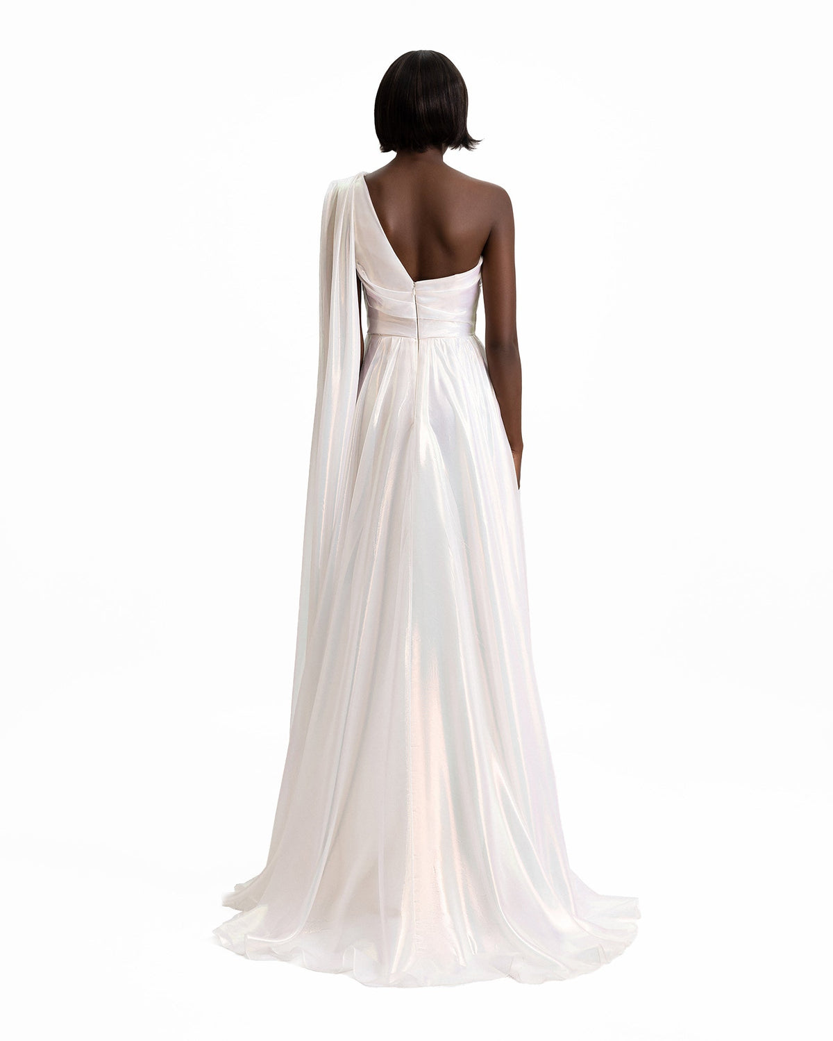 One-Shoulder Draped Chiffon Dress